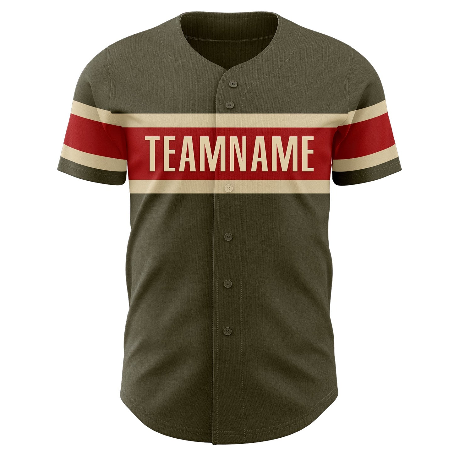 Custom Olive Vintage USA Flag Red-Cream Authentic Salute To Service Baseball Jersey view 2