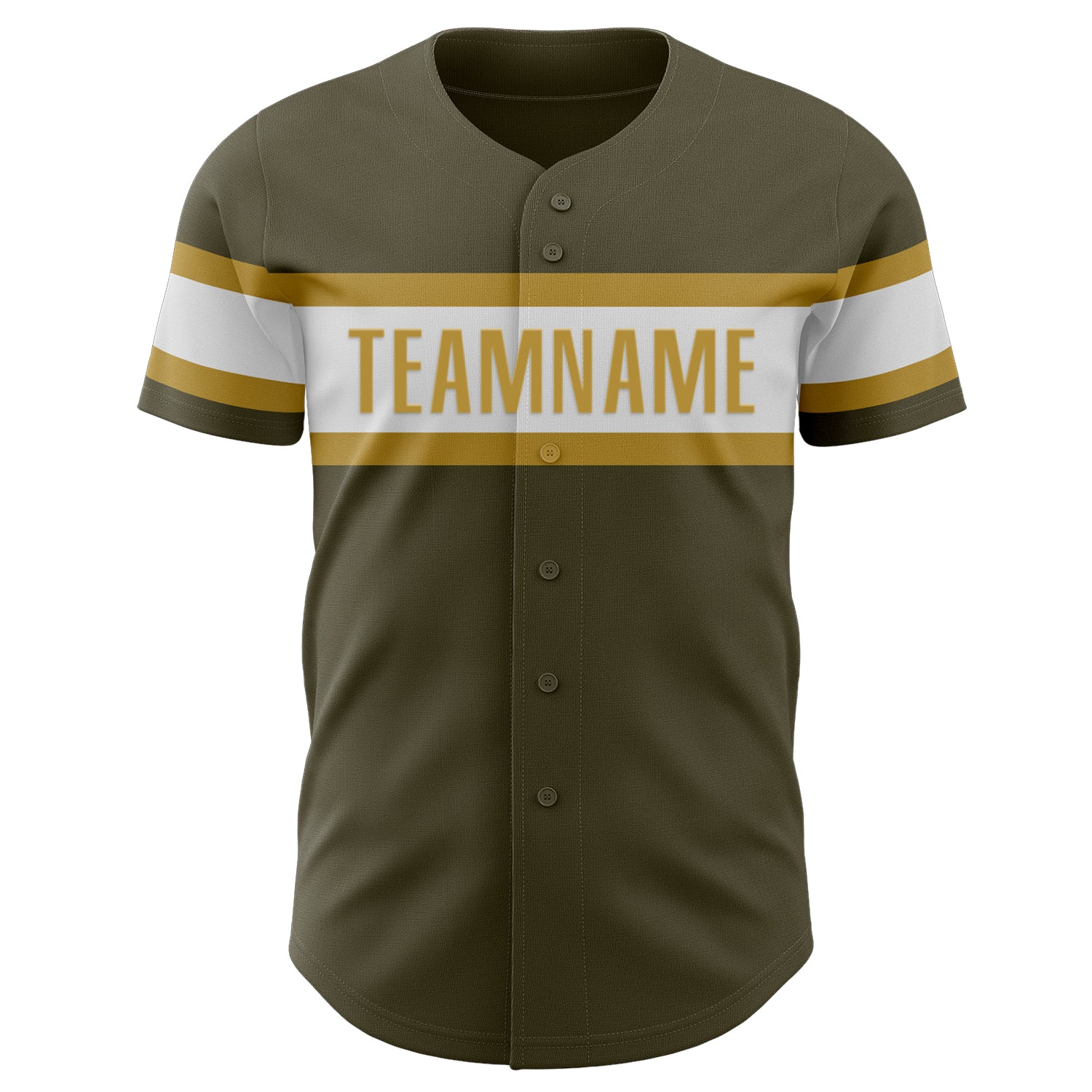 Custom Olive White-Old Gold Authentic Salute To Service Baseball Jersey view 2