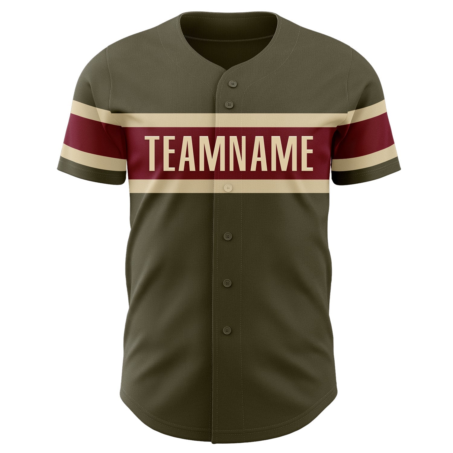Custom Olive Vintage USA Flag Cream-Crimson Authentic Salute To Service Baseball Jersey view 2