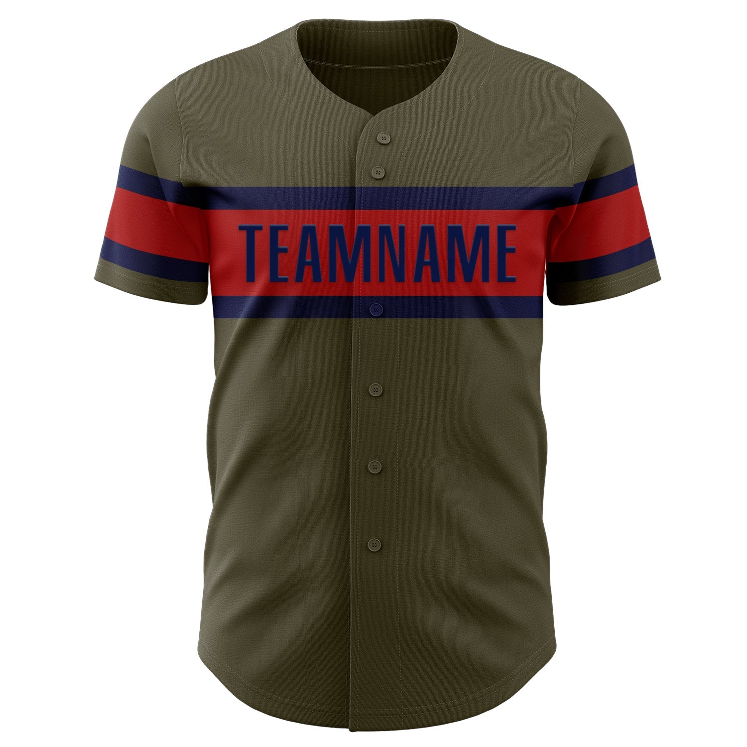 Custom Olive Red-Navy Authentic Salute To Service Baseball Jersey view 2