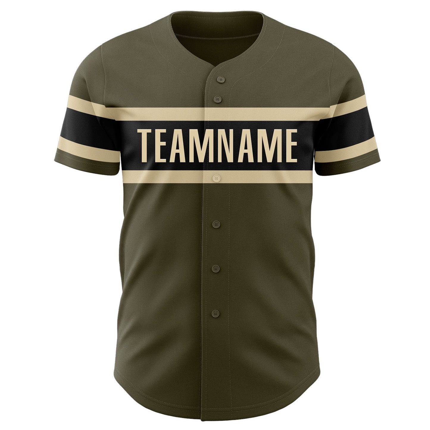Custom Olive Black-Cream Authentic Salute To Service Baseball Jersey view 2