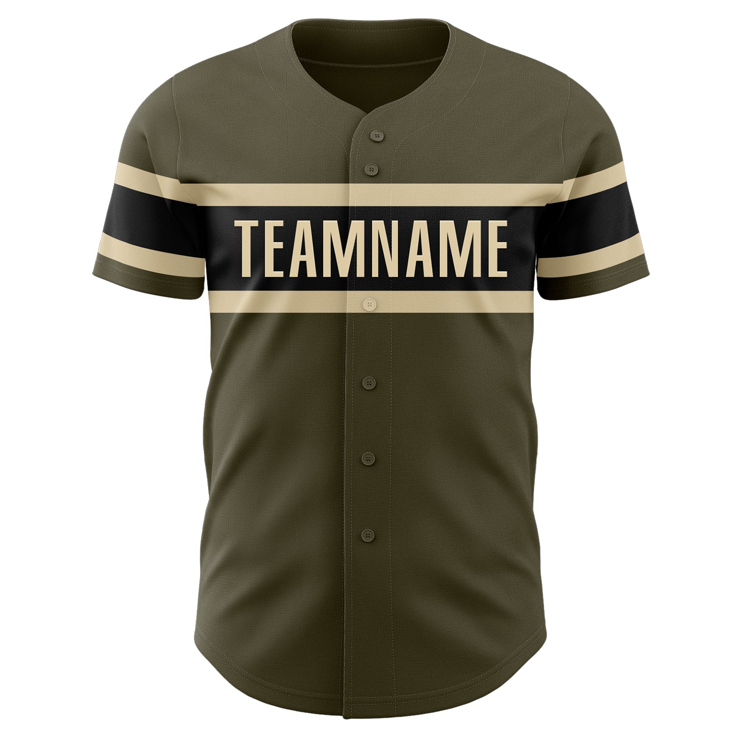 Custom Olive Camo Black-Cream Authentic Salute To Service Baseball Jersey view 2