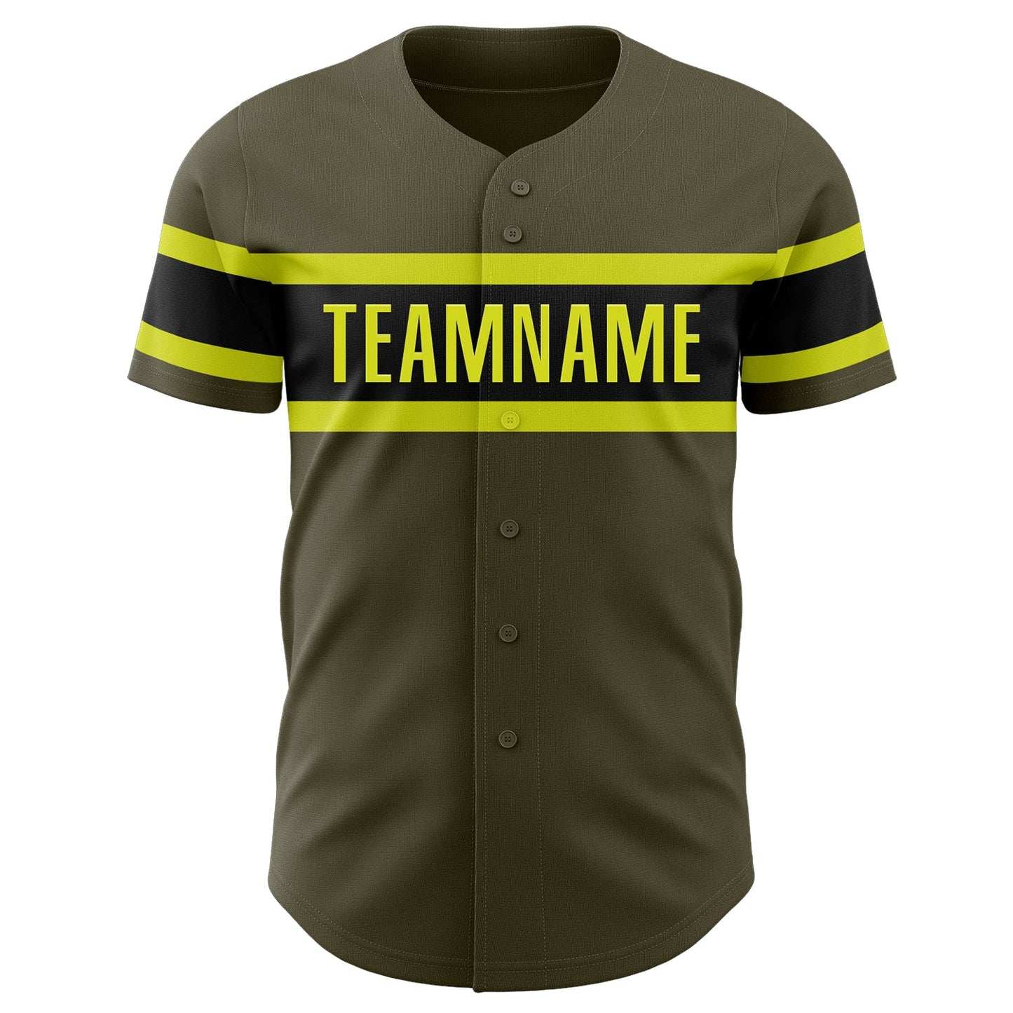 Custom Olive Neon Yellow-Black Authentic Salute To Service Baseball Jersey view 2