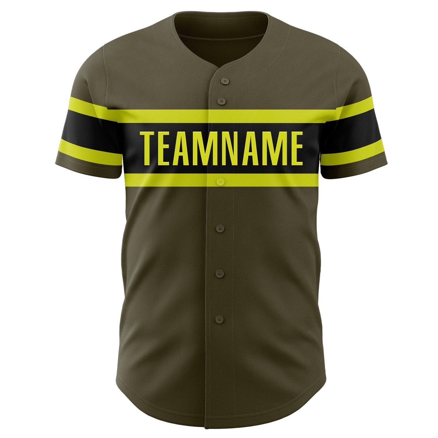 Custom Olive Neon Yellow-Black Authentic Salute To Service Baseball Jersey view 2