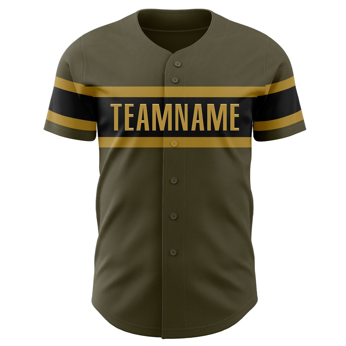 Custom Olive Black-Old Gold Authentic Salute To Service Baseball Jersey view 2