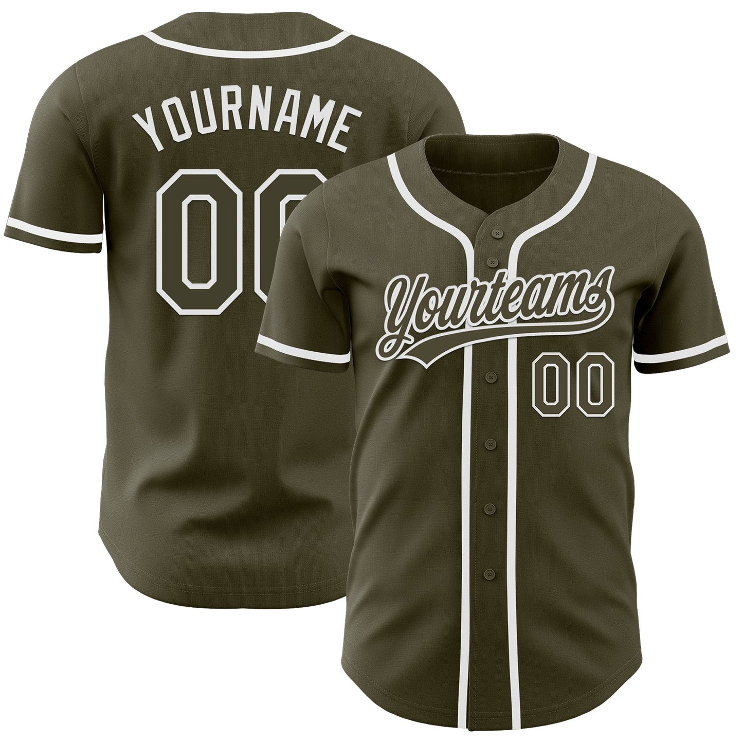 Custom Olive White Authentic Salute To Service Baseball Jersey - Main View
