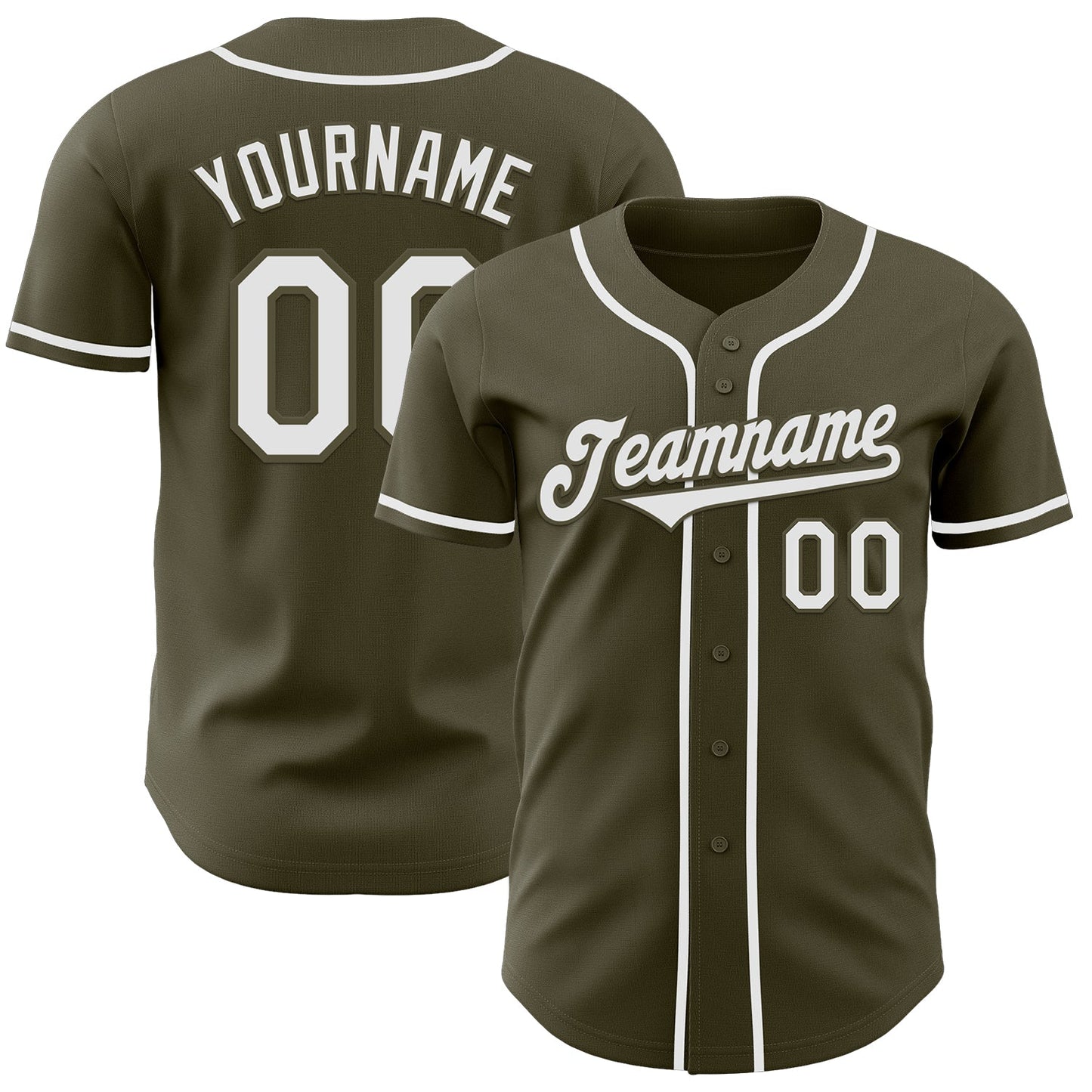 Custom Olive White Authentic Salute To Service Baseball Jersey - Main View