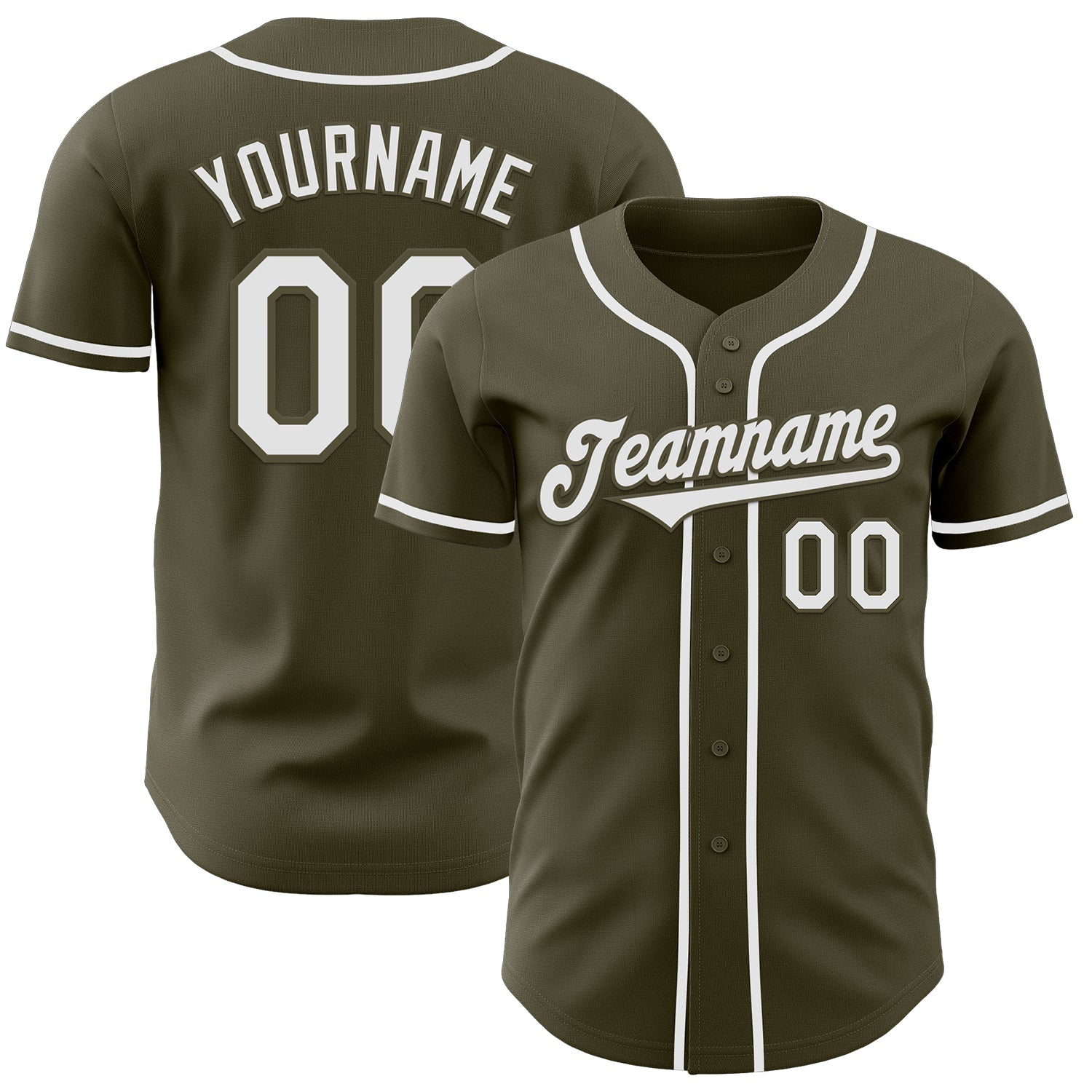 Custom Olive White Authentic Salute To Service Baseball Jersey - Main View