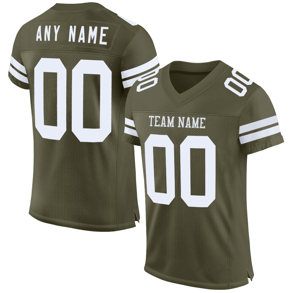 Custom Olive White Mesh Authentic Salute To Service Football Jersey - Main View