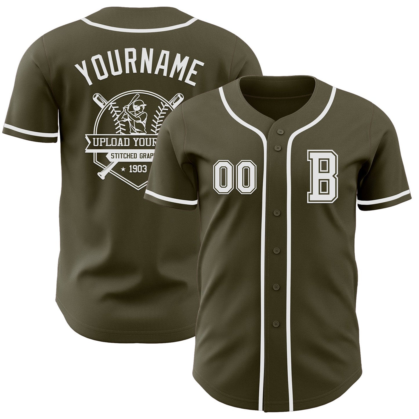 Custom Olive White Authentic Salute To Service Baseball Jersey view 5