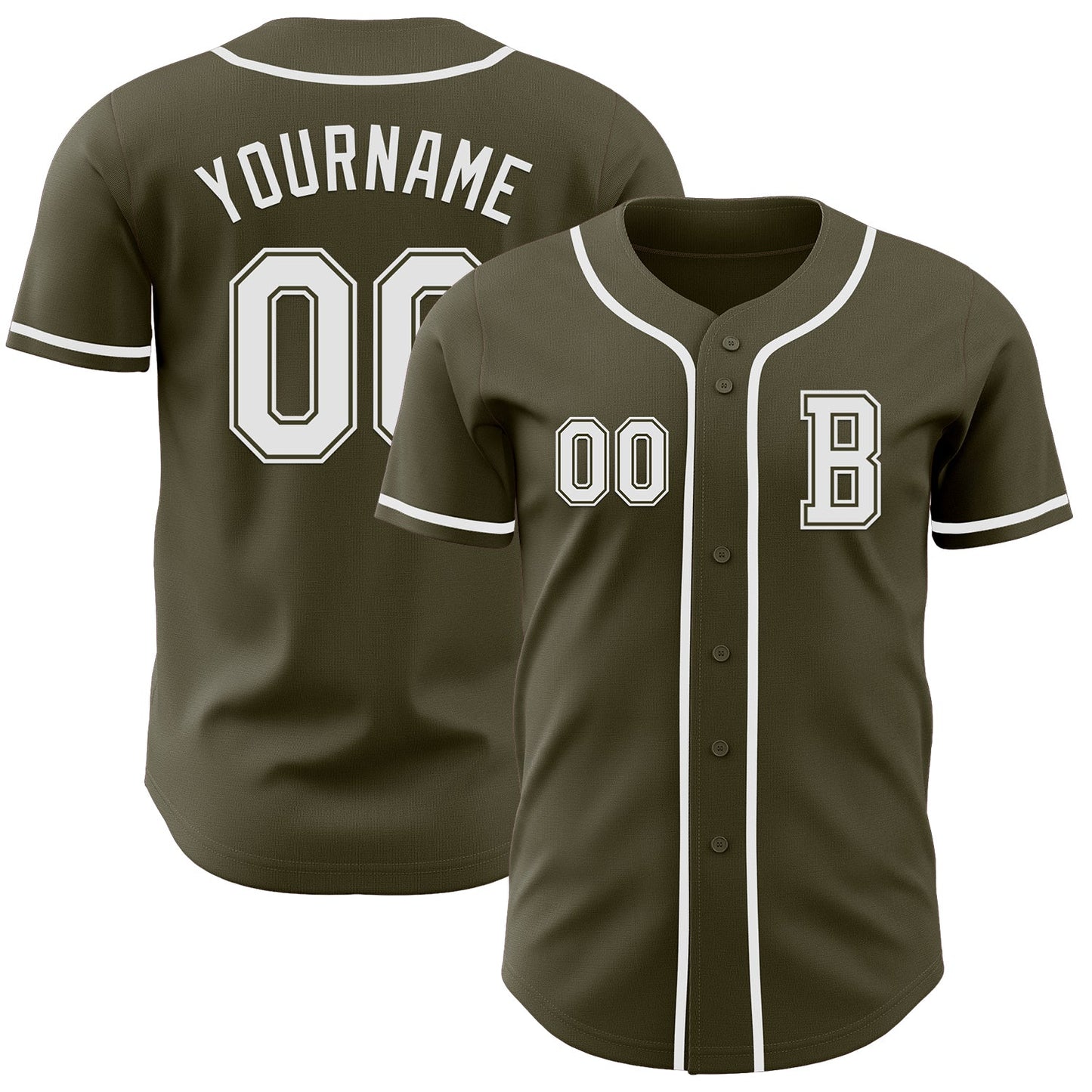 Custom Olive White Authentic Salute To Service Baseball Jersey - Main View