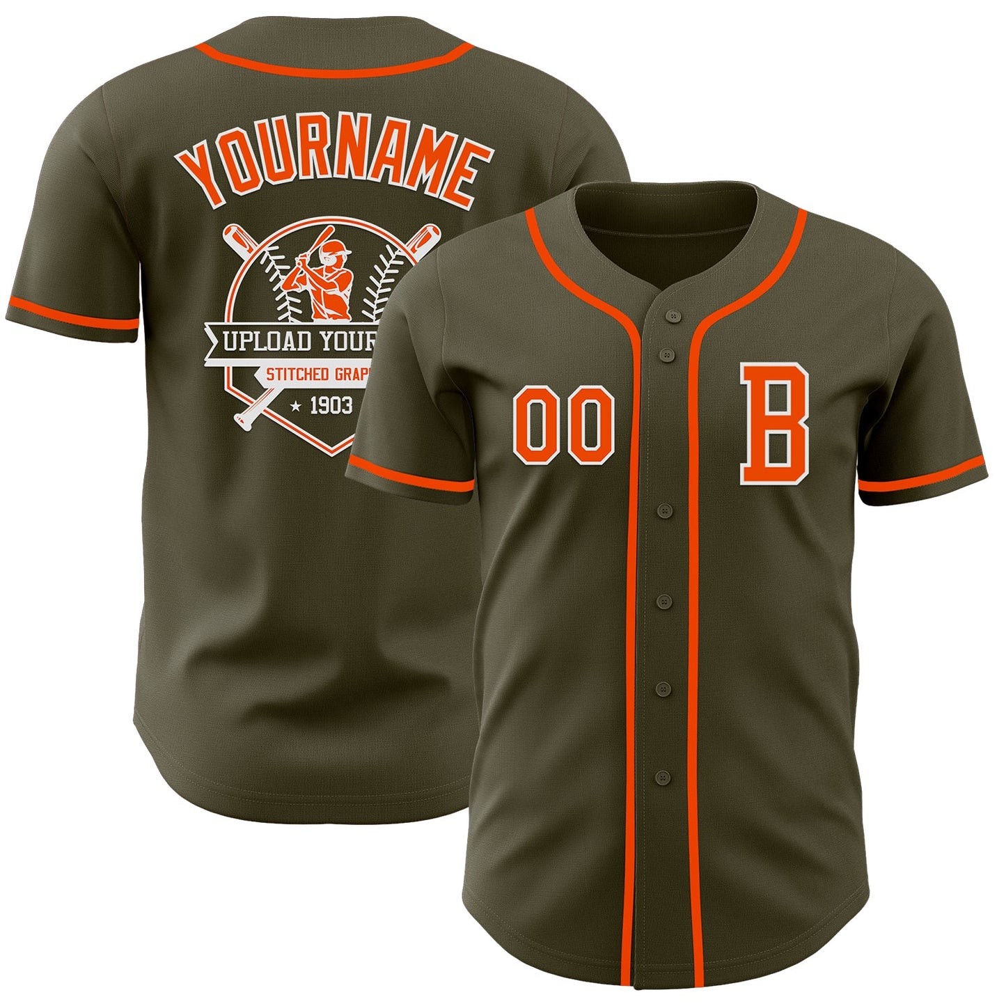 Custom Olive Orange-White Authentic Salute To Service Baseball Jersey view 5
