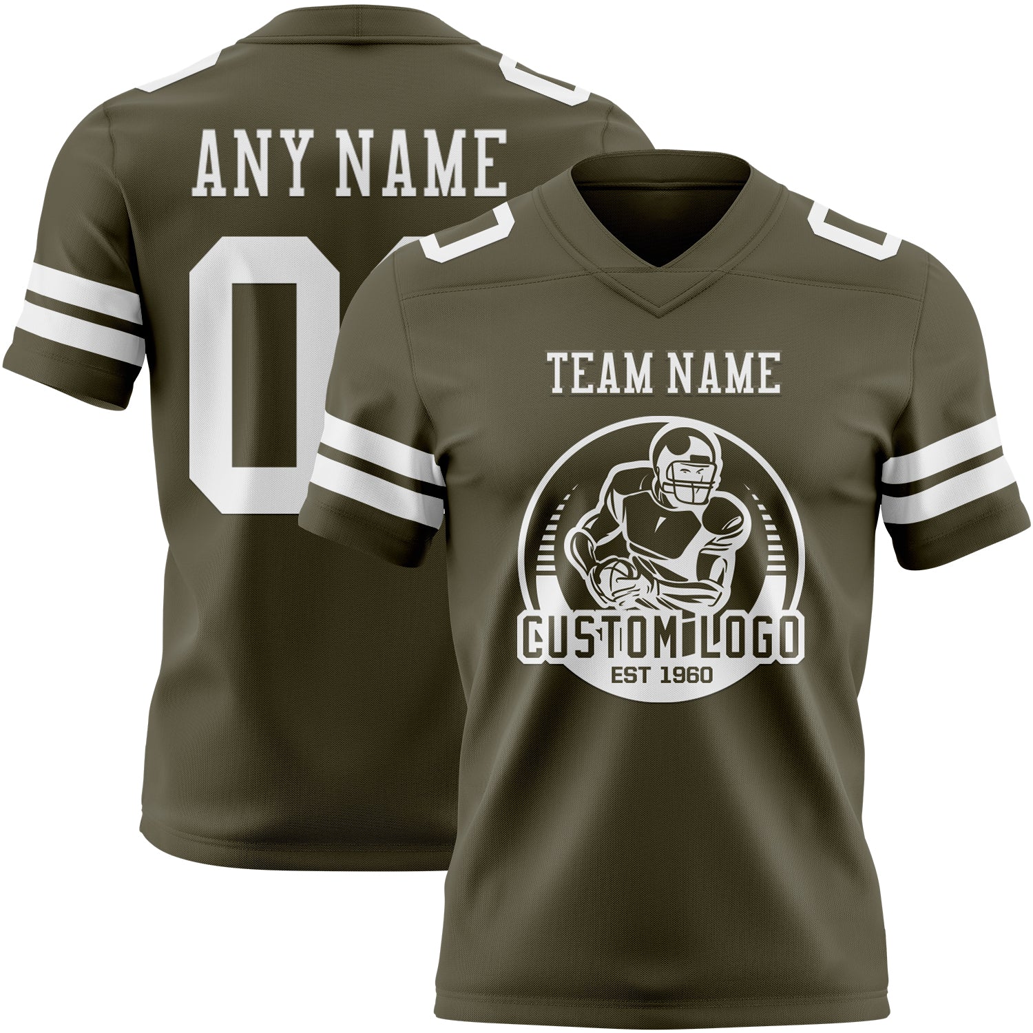 Custom Olive White Authentic Salute To Service Football Jersey view 2