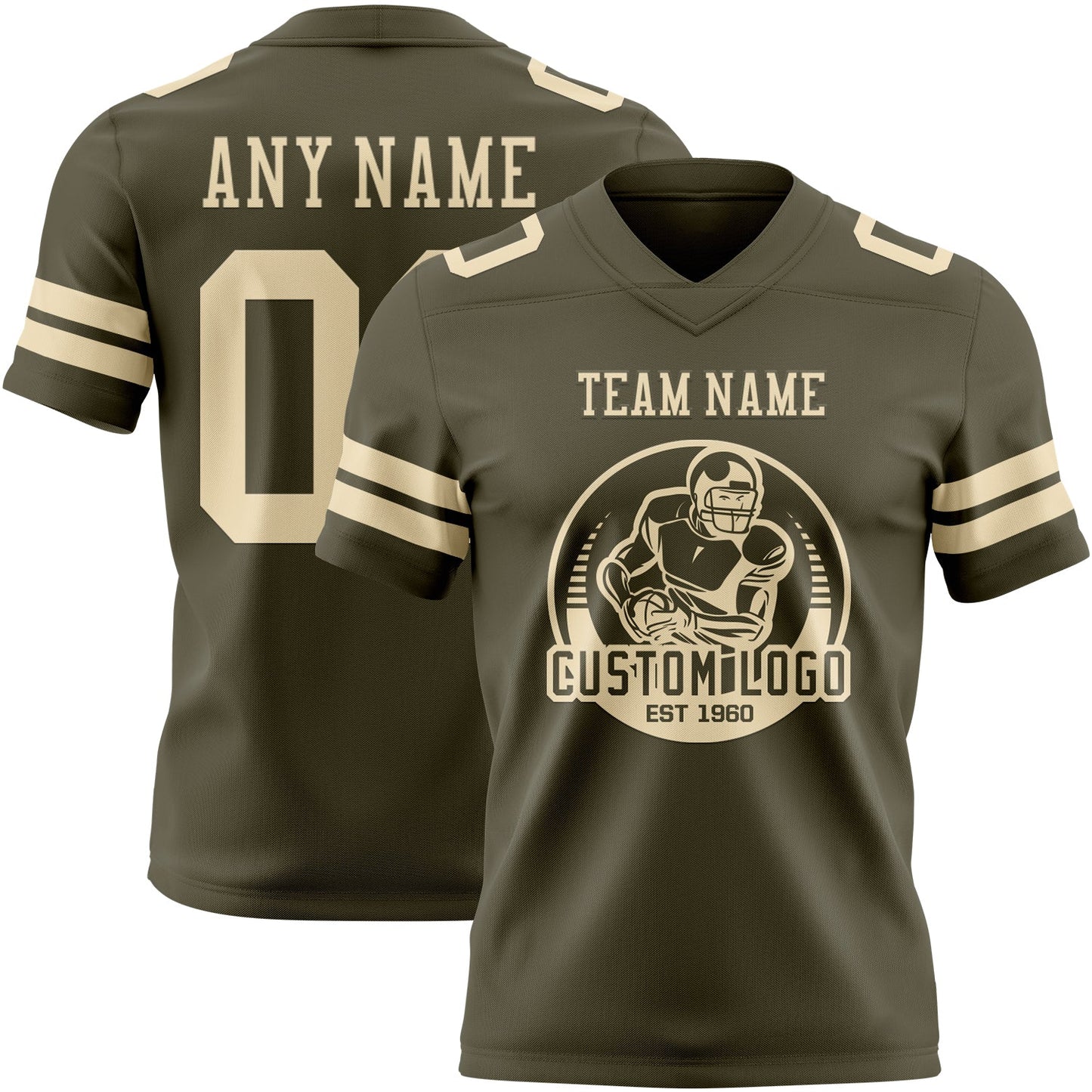 Custom Olive Cream Authentic Salute To Service Football Jersey view 2