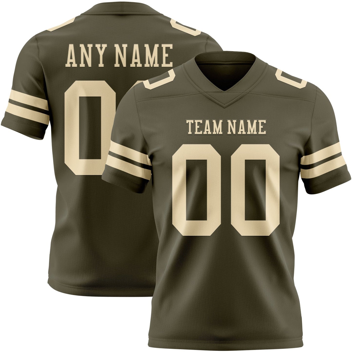 Custom Olive Cream Authentic Salute To Service Football Jersey - Main View