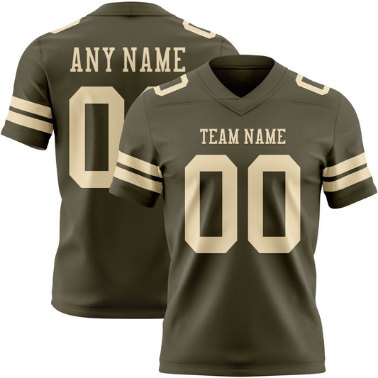Custom Olive Cream Authentic Salute To Service Football Jersey - Main View