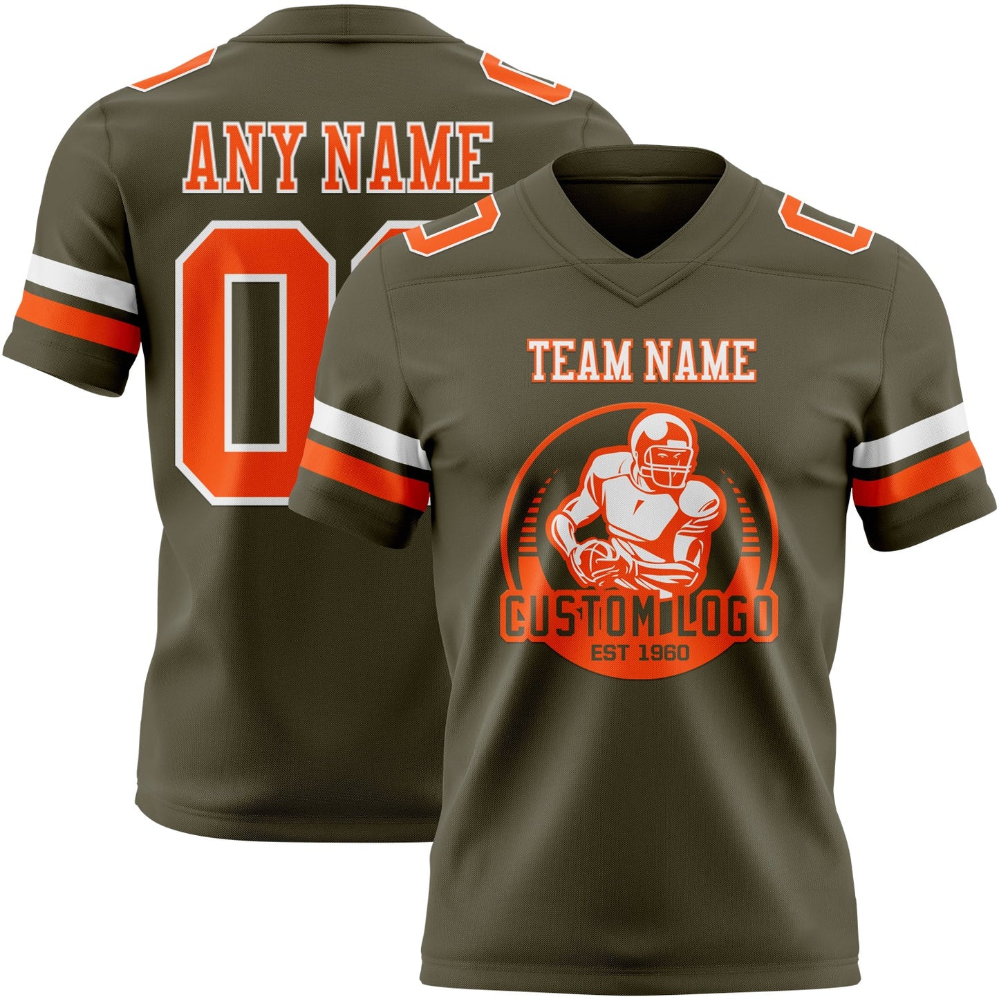 Custom Olive Orange-White Authentic Salute To Service Football Jersey view 2