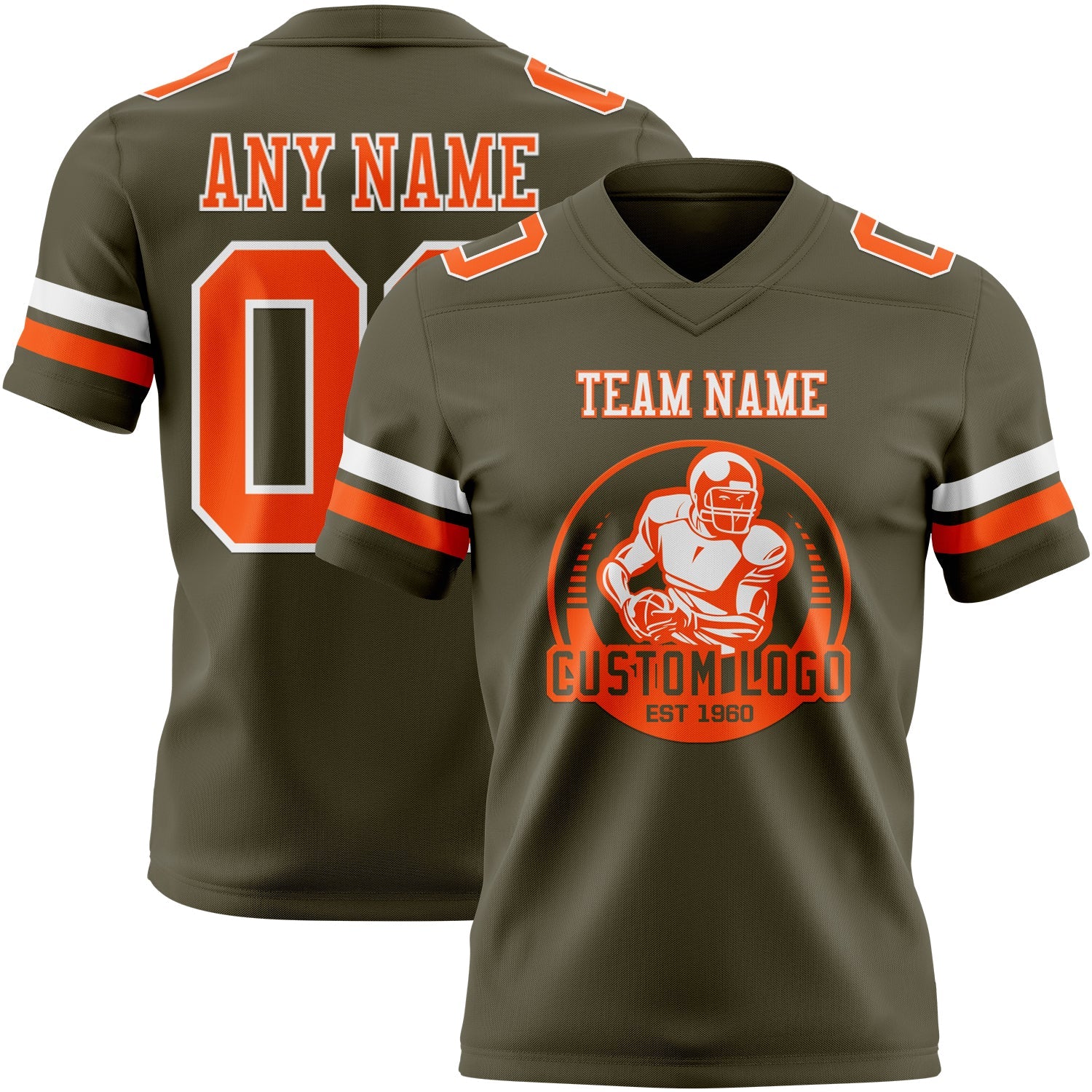 Custom Olive Orange-White Authentic Salute To Service Football Jersey view 2