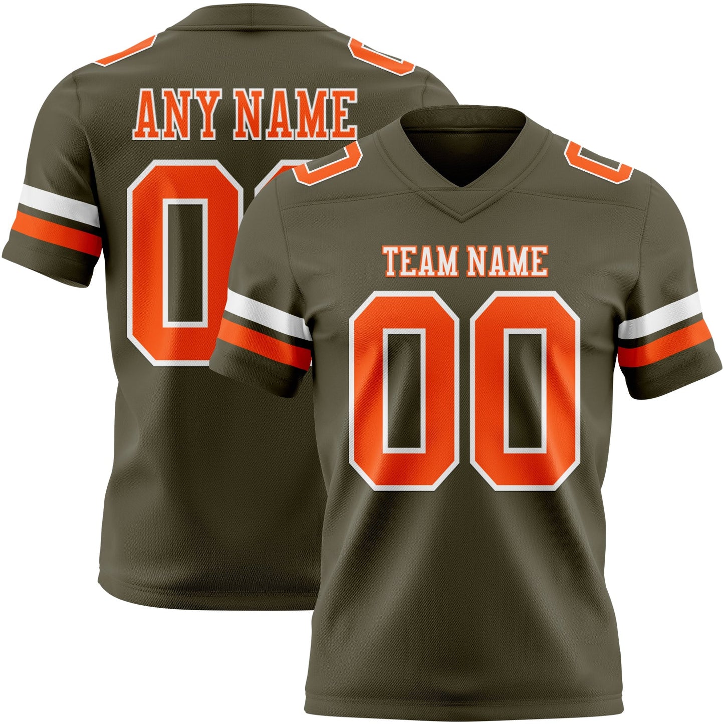 Custom Olive Orange-White Authentic Salute To Service Football Jersey - Main View