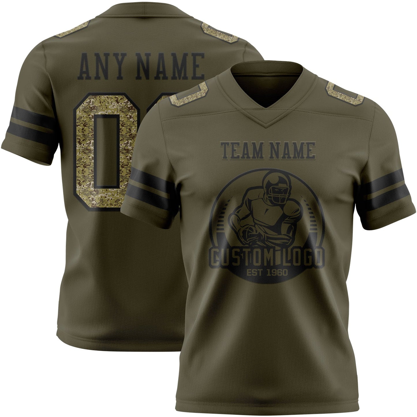 Custom Olive Camo-Black Authentic Salute To Service Football Jersey view 2