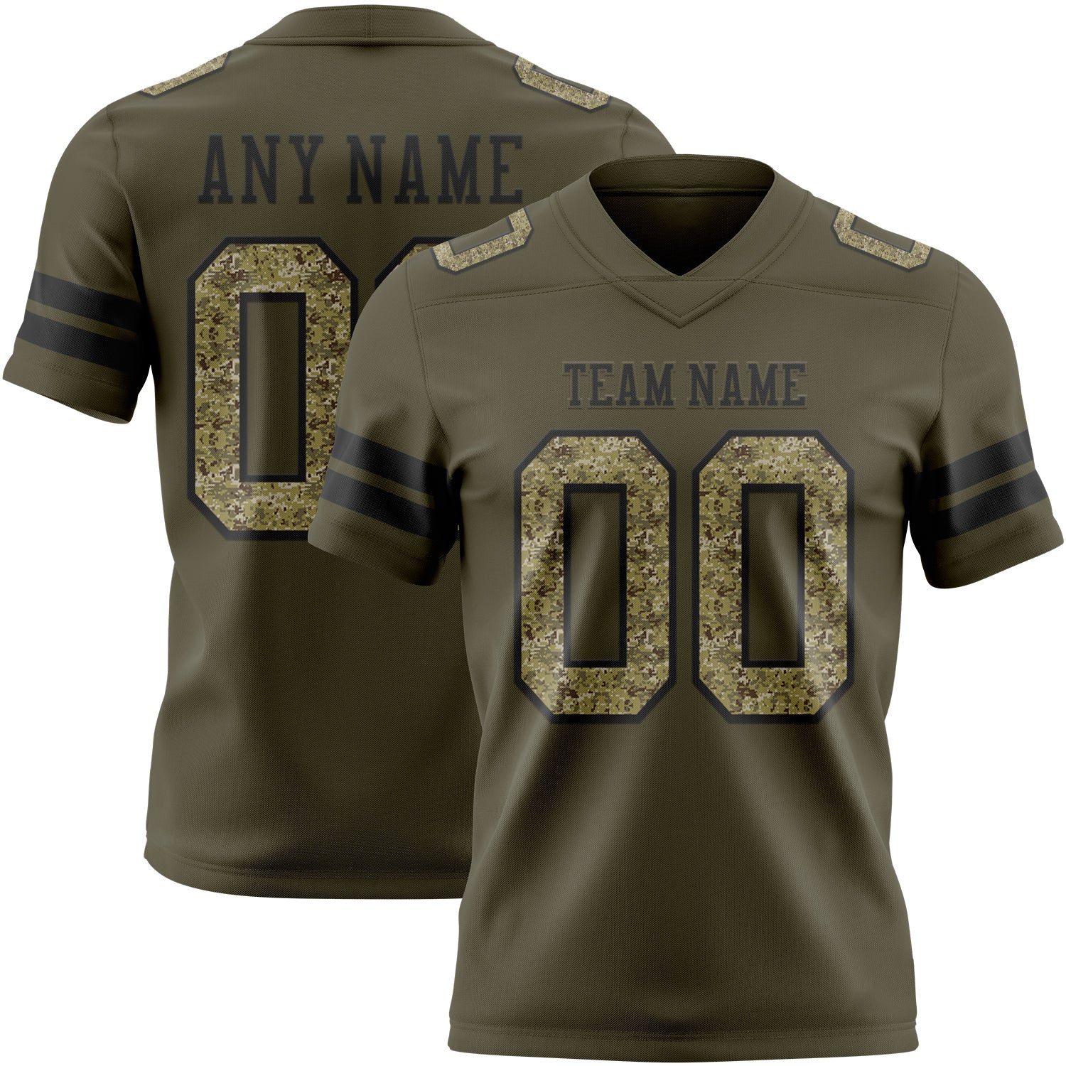Custom Olive Camo-Black Authentic Salute To Service Football Jersey - Main View