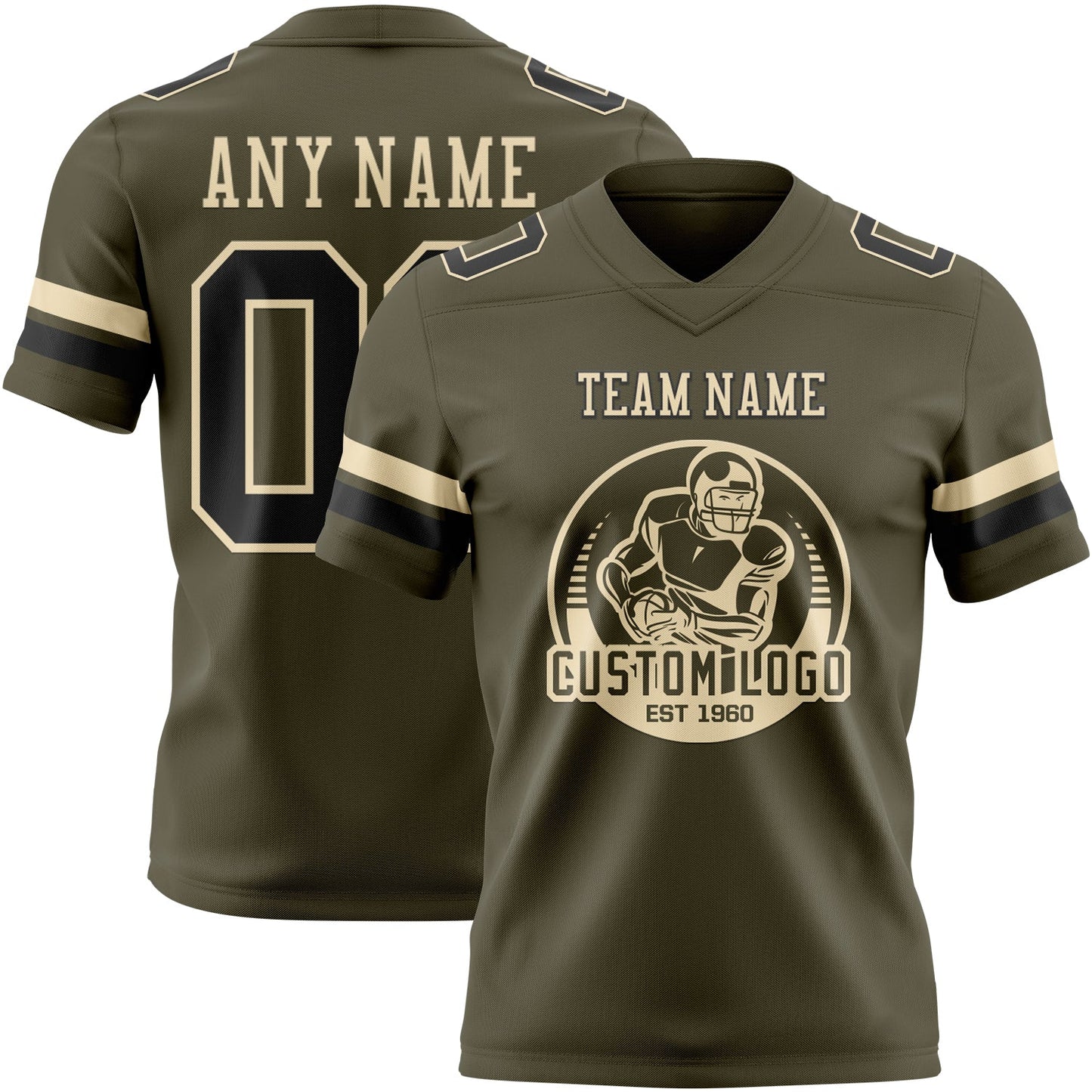 Custom Olive Black-Cream Authentic Salute To Service Football Jersey view 2