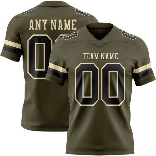 Custom Olive Black-Cream Authentic Salute To Service Football Jersey - Main View
