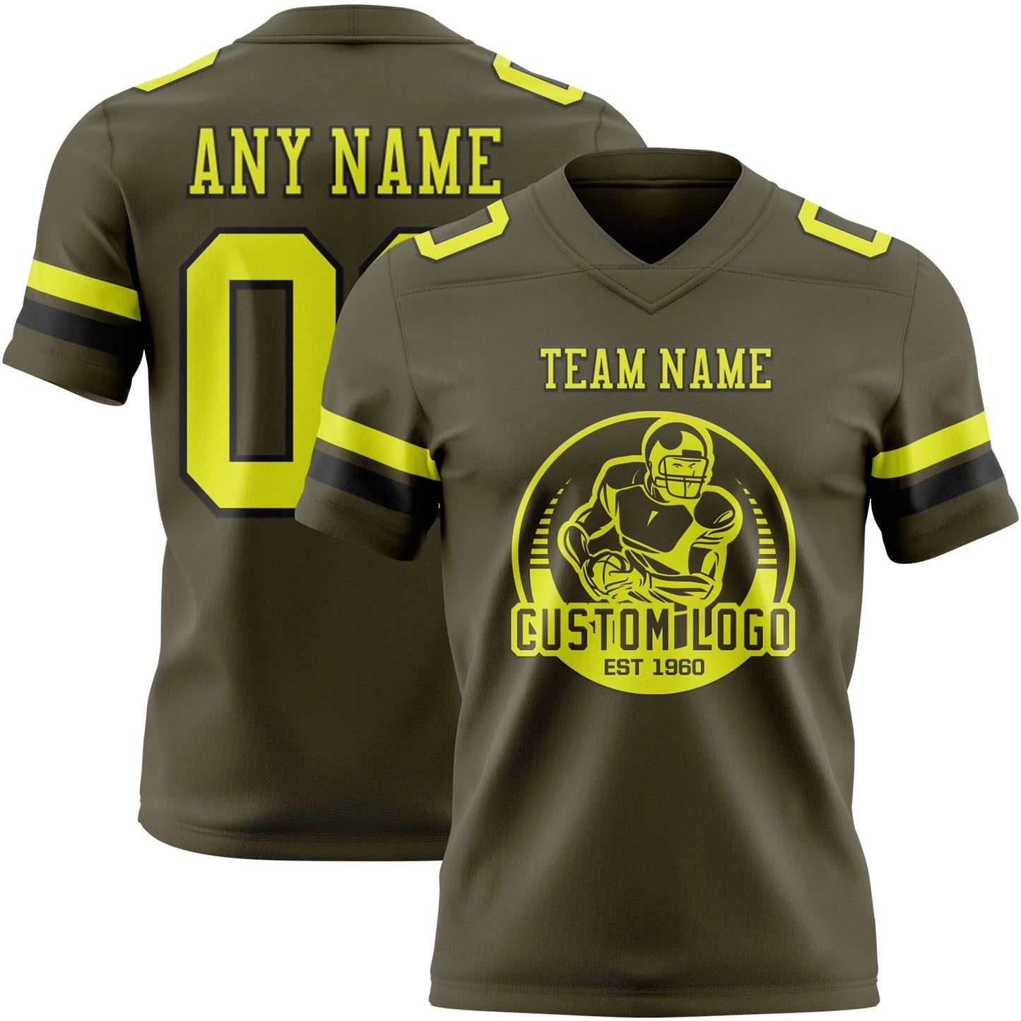 Custom Olive Neon Yellow-Black Authentic Salute To Service Football Jersey view 2