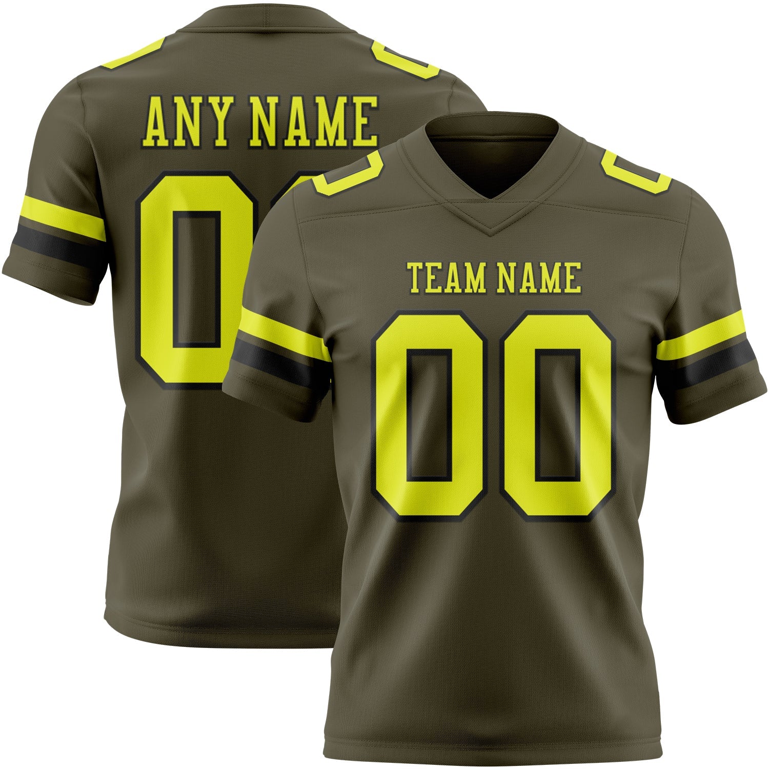 Custom Olive Neon Yellow-Black Authentic Salute To Service Football Jersey - Main View