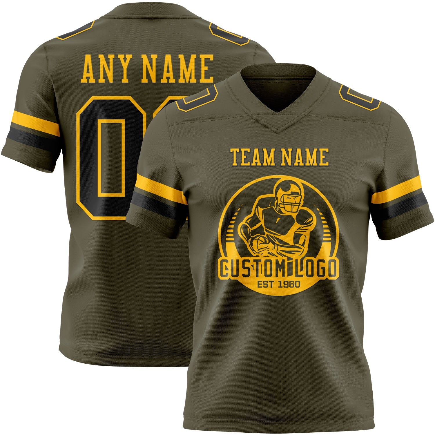 Custom Olive Black-Gold Authentic Salute To Service Football Jersey view 2