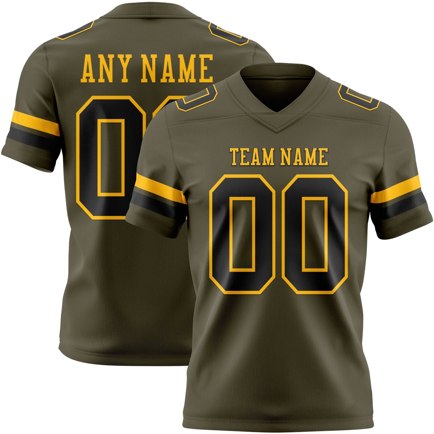 Custom Olive Black-Gold Authentic Salute To Service Football Jersey - Main View