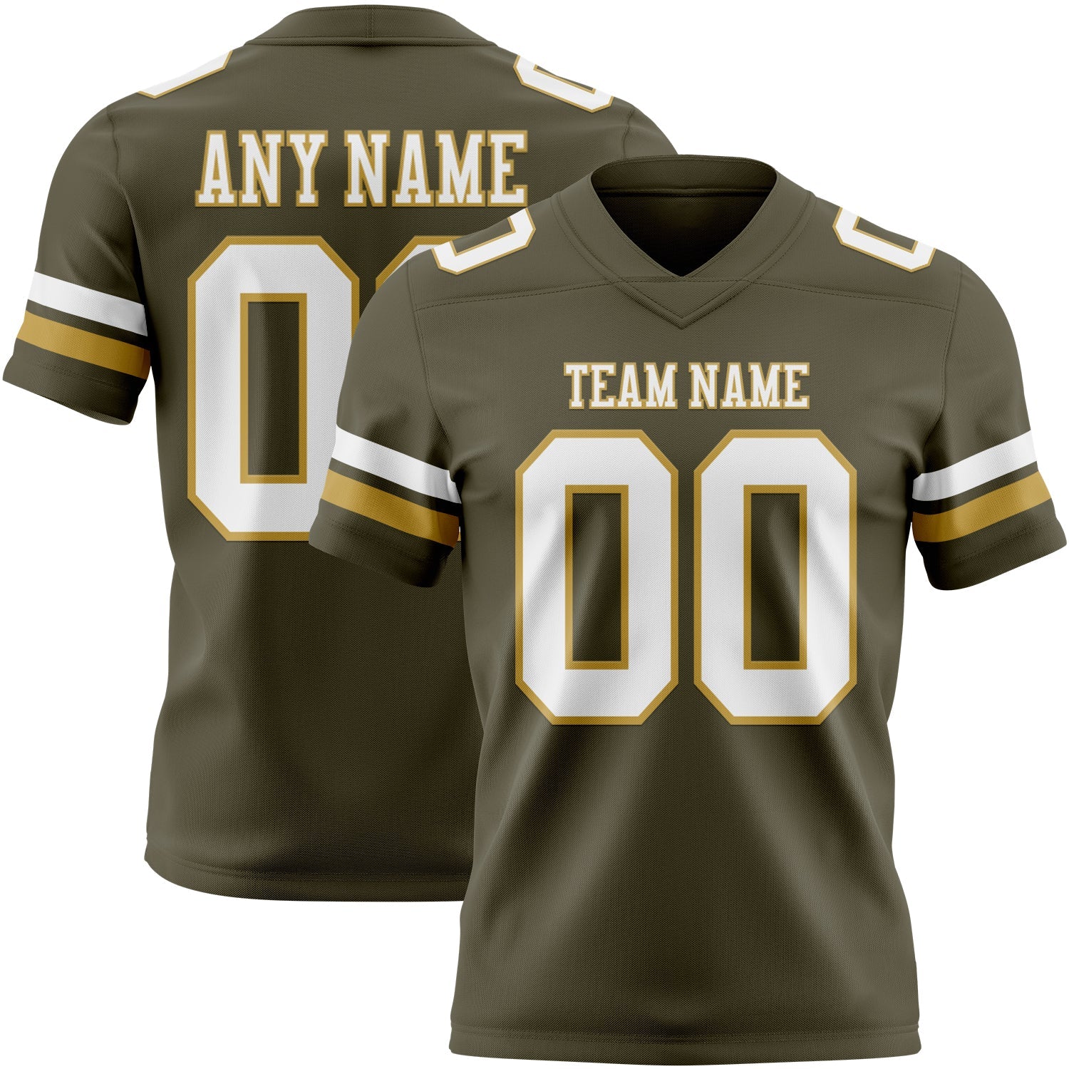 Custom Olive White-Old Gold Authentic Salute To Service Football Jersey - Main View