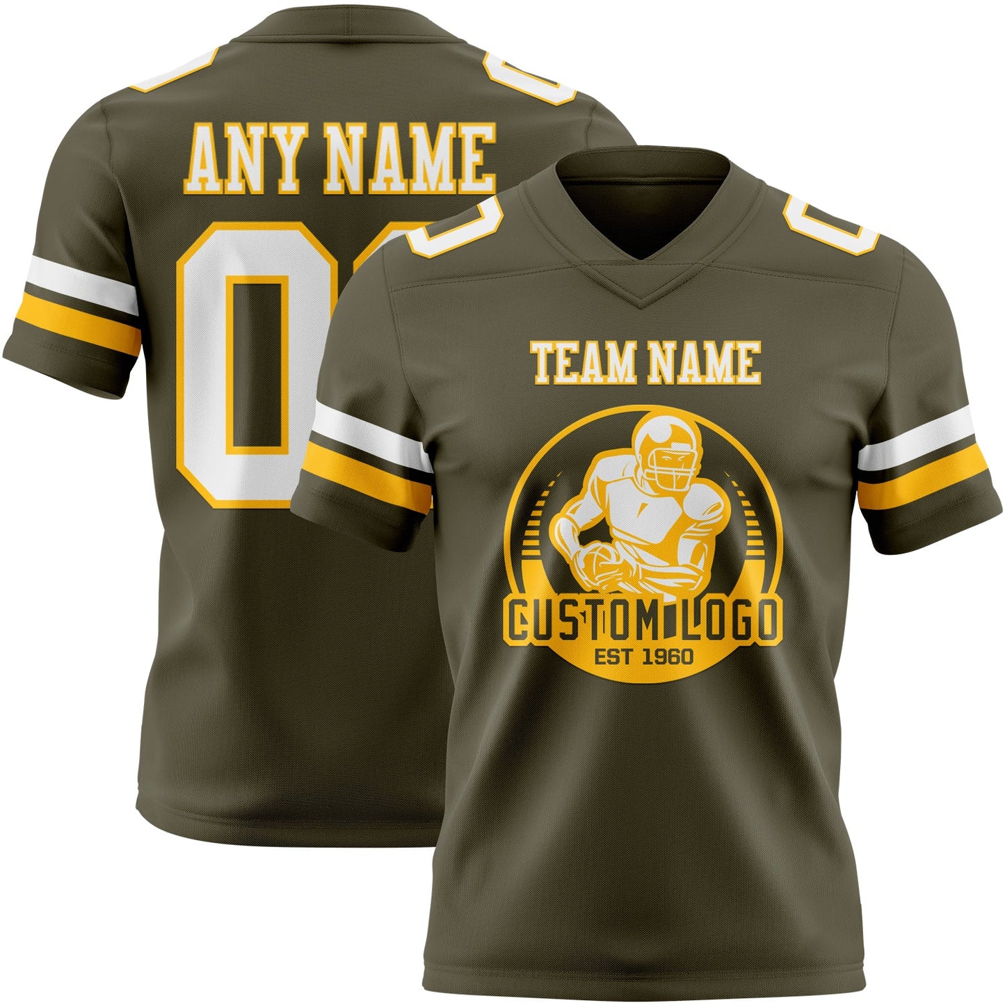 Custom Olive White-Gold Authentic Salute To Service Football Jersey view 2