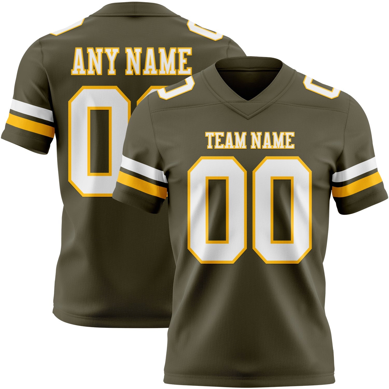Custom Olive White-Gold Authentic Salute To Service Football Jersey - Main View