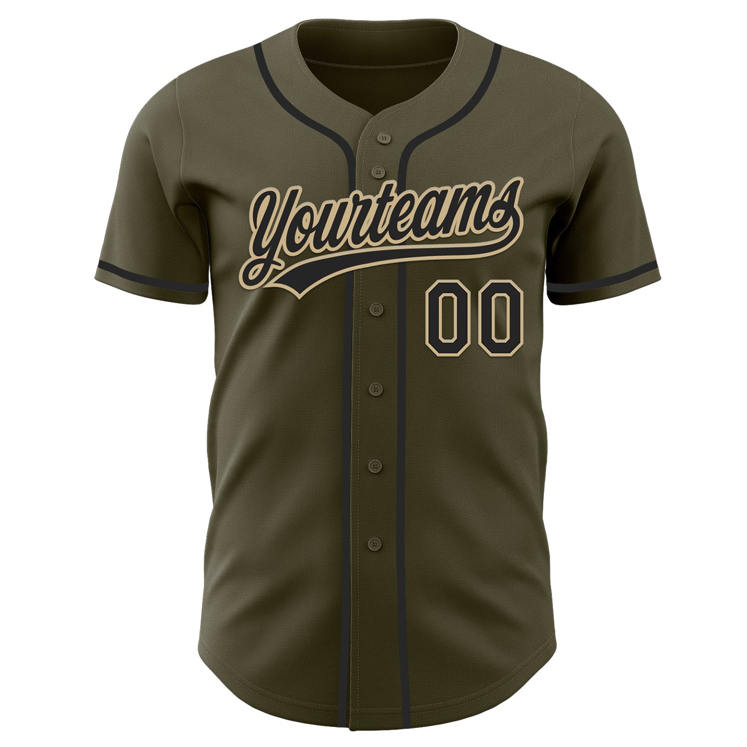 Custom Olive Black-Vegas Gold Authentic Salute To Service Baseball Jersey view 2