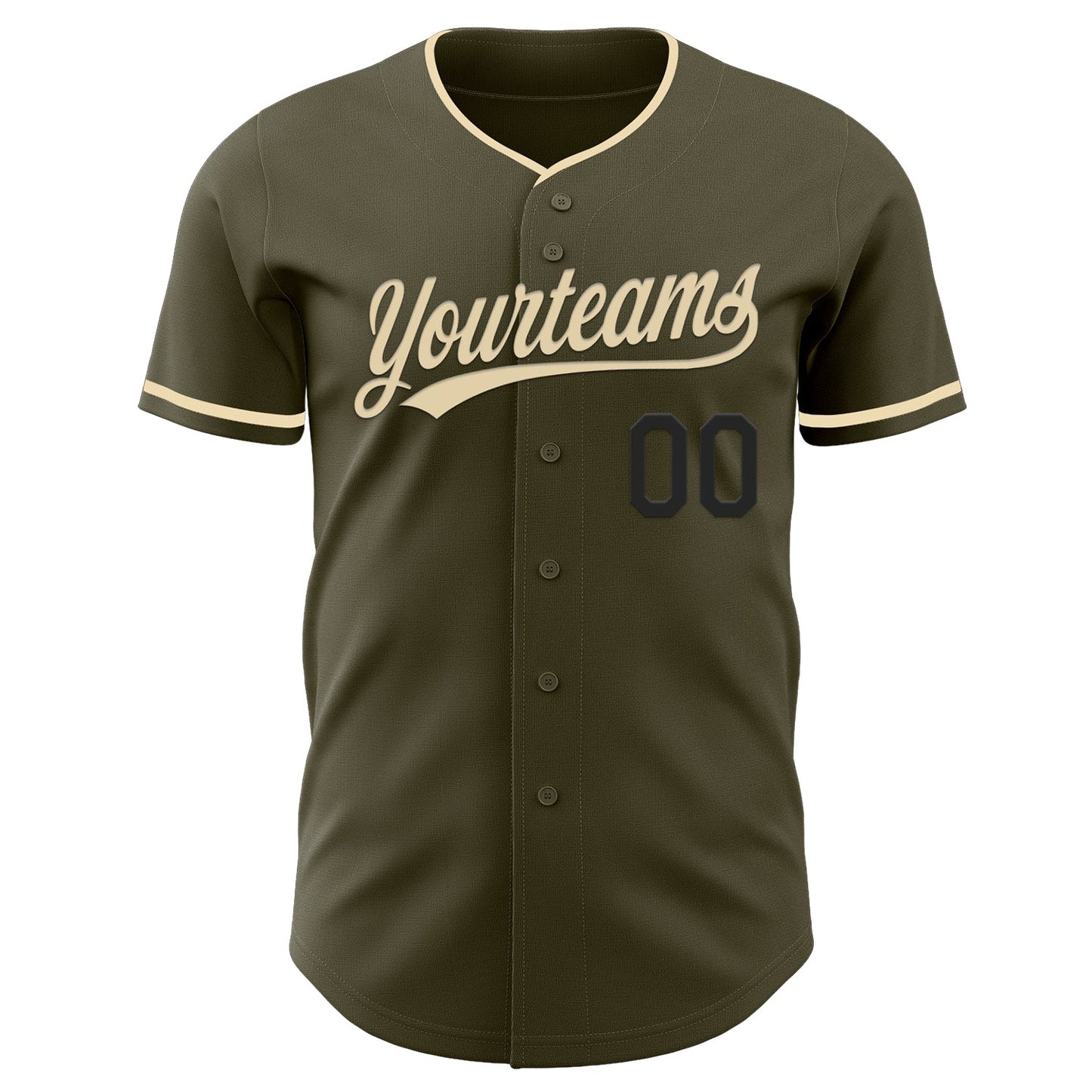 Custom Olive Cream-Black Authentic Salute To Service Baseball Jersey view 2