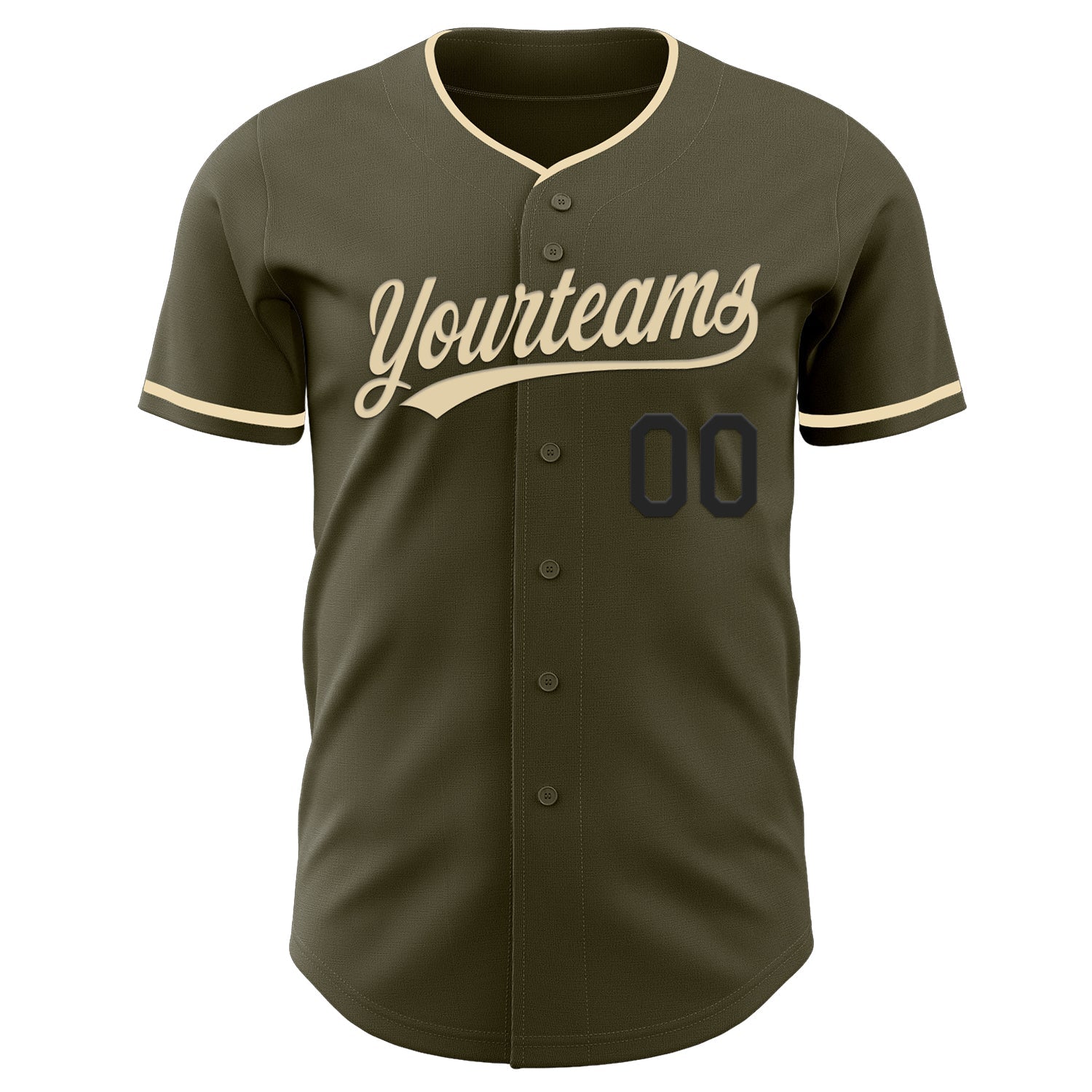 Custom Olive Cream-Black Authentic Salute To Service Baseball Jersey view 2