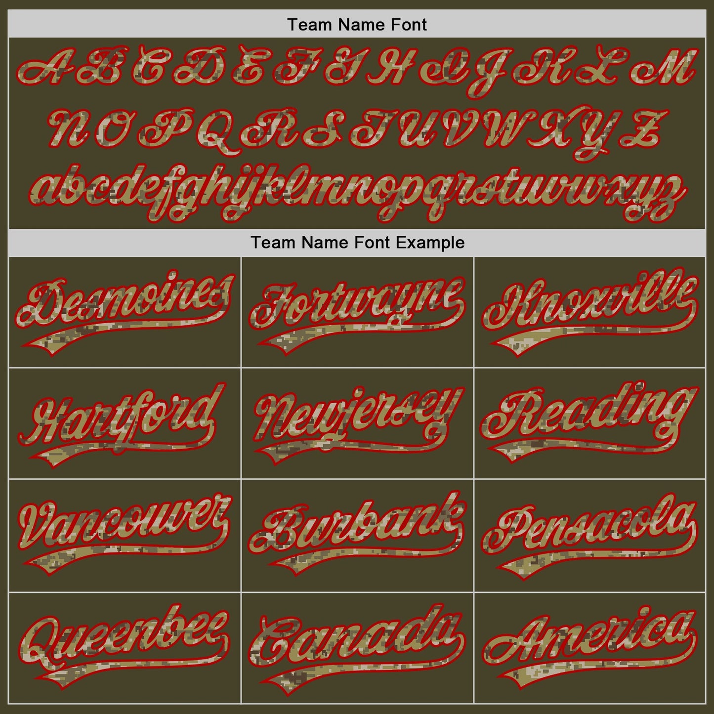 Custom Stitched Olive Camo-Red Baseball Pullover Sweatshirt Hoodie view 3