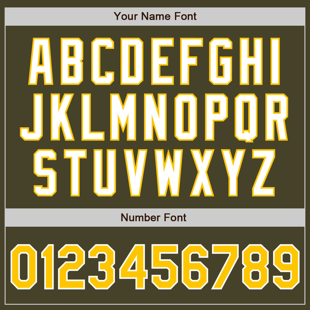 Custom Olive Yellow-White Authentic Baseball Jersey view 5
