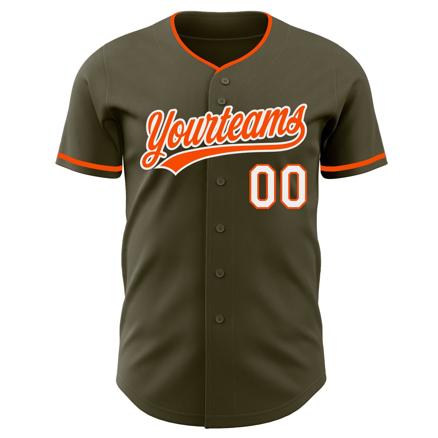 Custom Olive Orange-White Authentic Baseball Jersey view 2