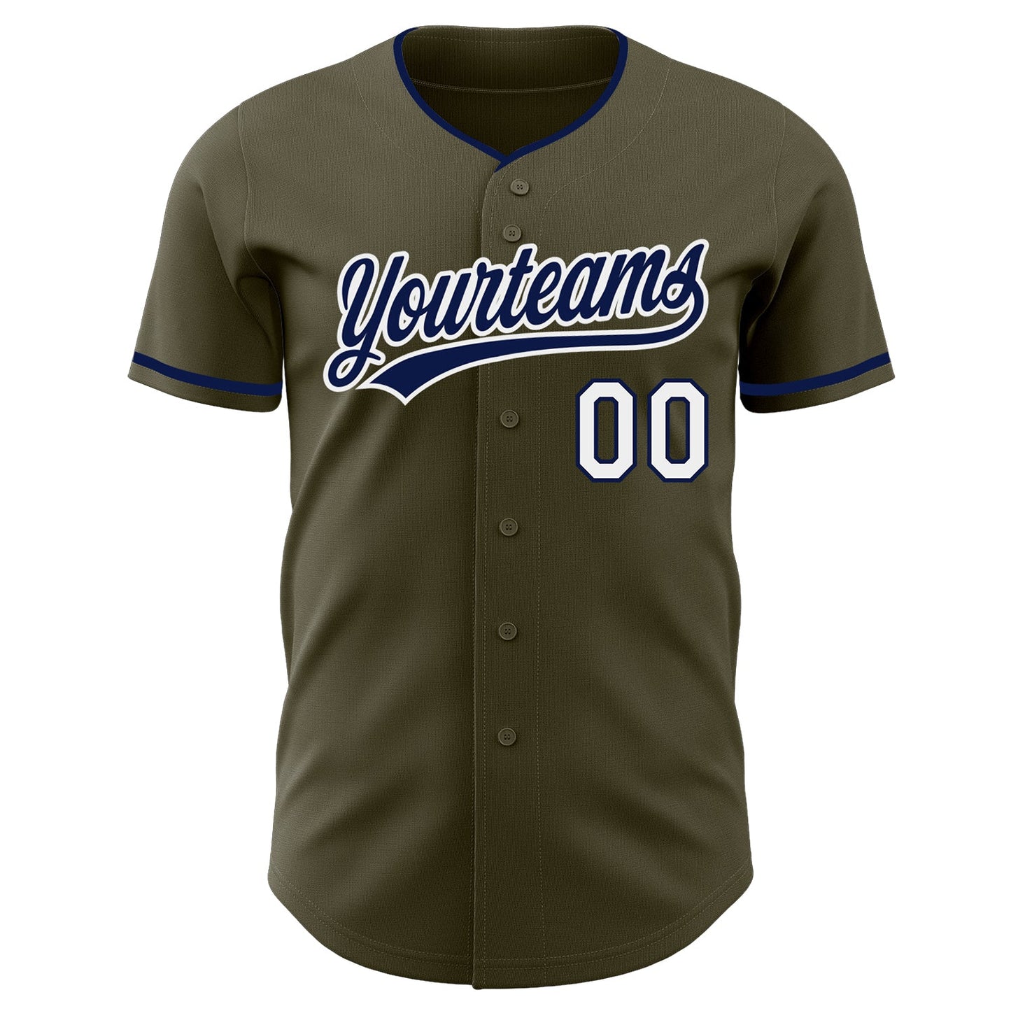 Custom Olive Navy-White Authentic Baseball Jersey view 2