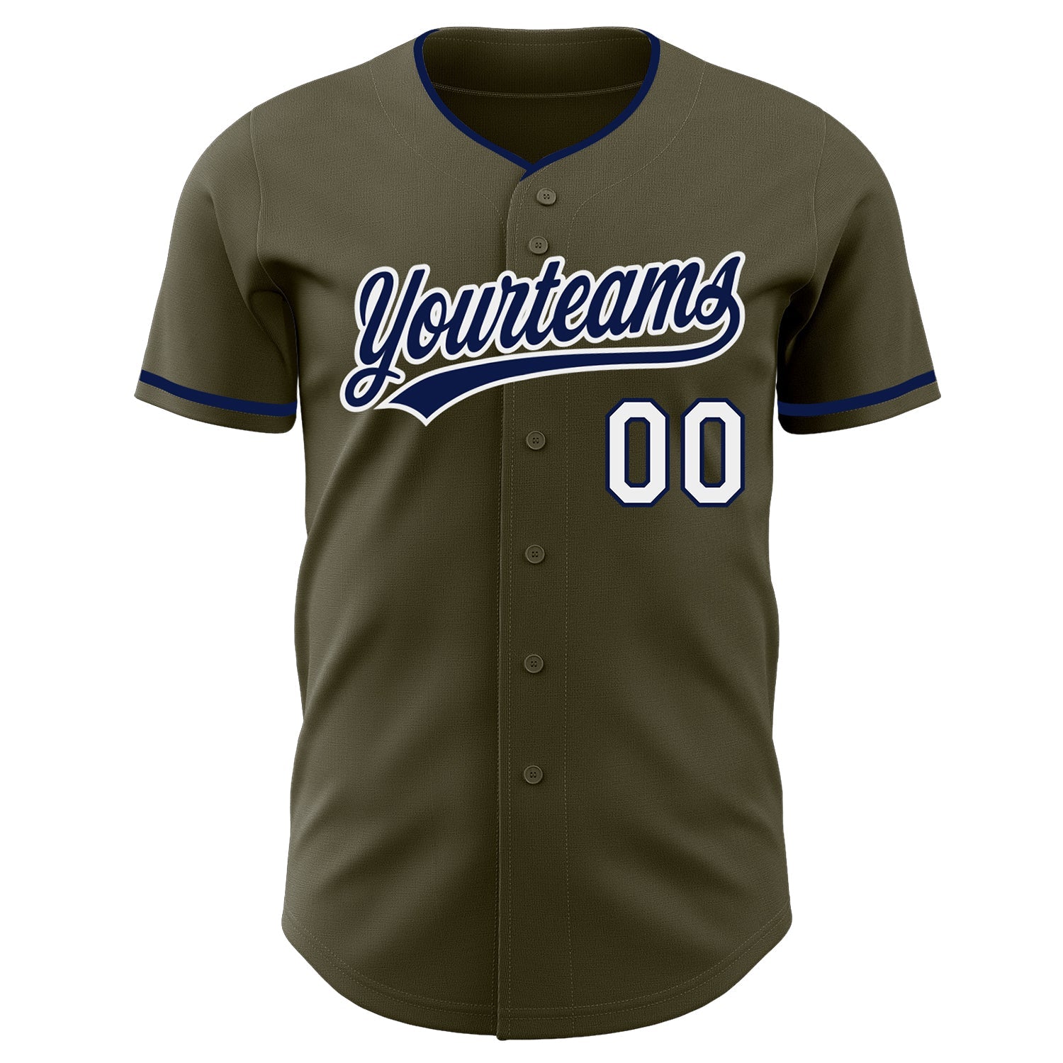 Custom Olive Navy-White Authentic Baseball Jersey view 2