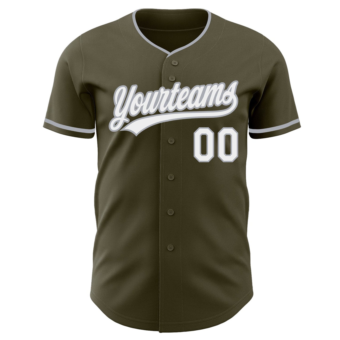 Custom Olive White-Gray Authentic Baseball Jersey view 2