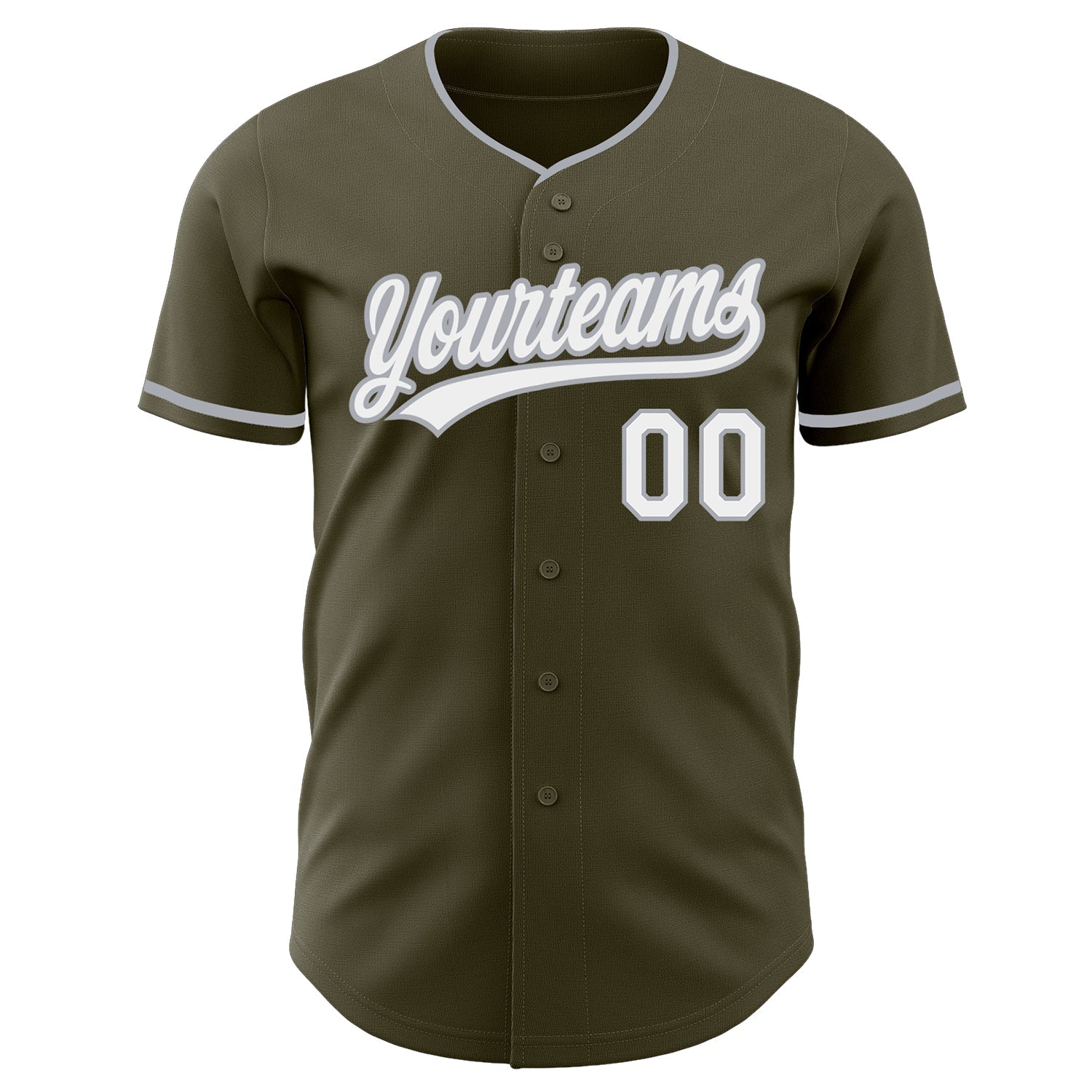 Custom Olive White-Gray Authentic Baseball Jersey view 2