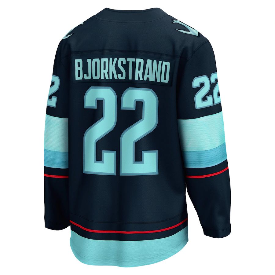 S.Kraken #22 Oliver Bjorkstrand Fanatics Branded Home Breakaway Player Jersey Blue Stitched American Hockey Jerseys - Main View