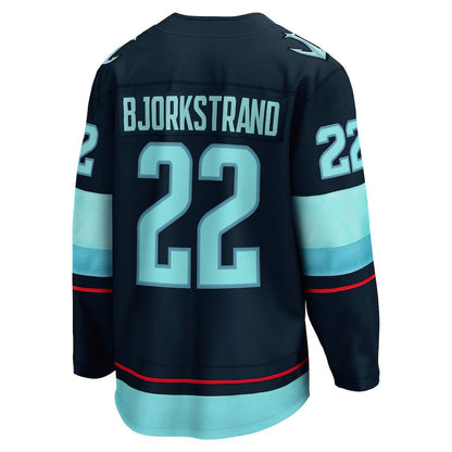 S.Kraken #22 Oliver Bjorkstrand Fanatics Branded Home Breakaway Player Jersey Blue Stitched American Hockey Jerseys - Main View