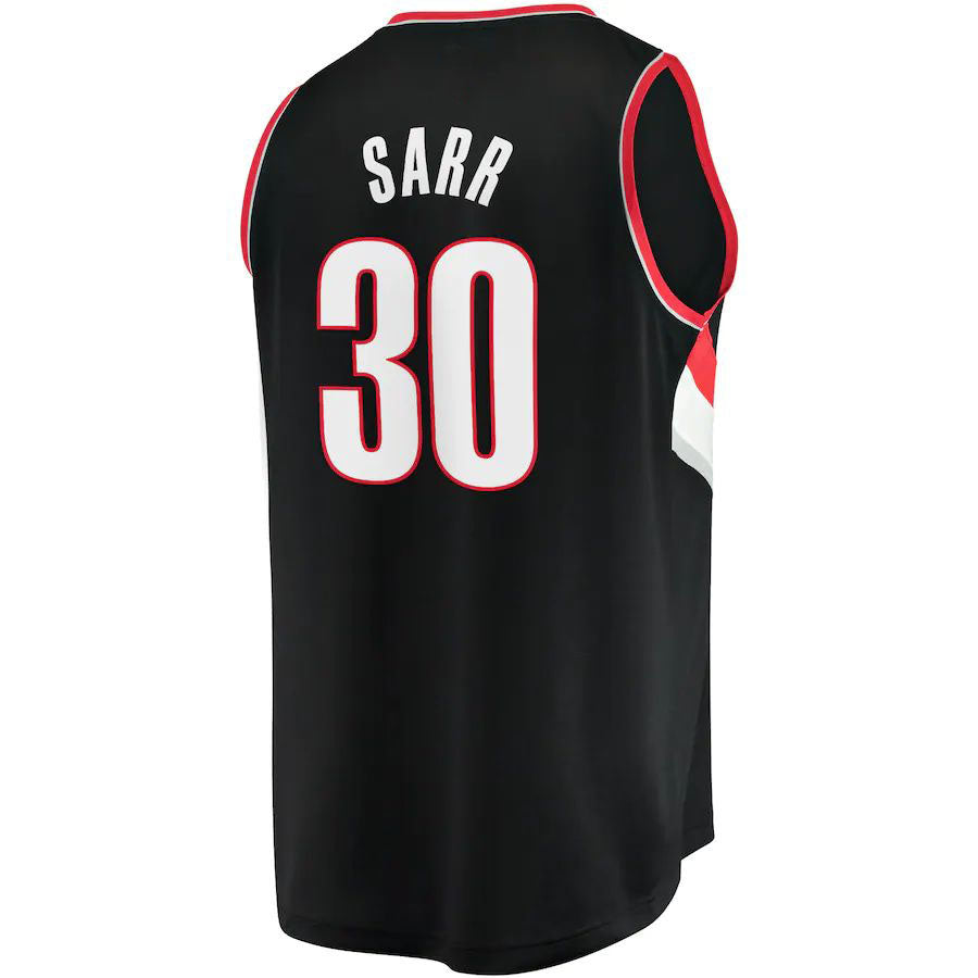 P.Trail Blazers #30 Olivier Sarr Fanatics Branded 2022-23 Fast Break Replica Player Jersey Icon Edition Black Stitched American Basketball Jersey - Main View
