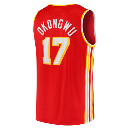 A.Hawks #17 Onyeka Okongwu Fanatics Branded 2020 Draft First Round Pick Fast Break Replica Jersey Icon Edition Red Stitched American Basketball Jersey - Main View