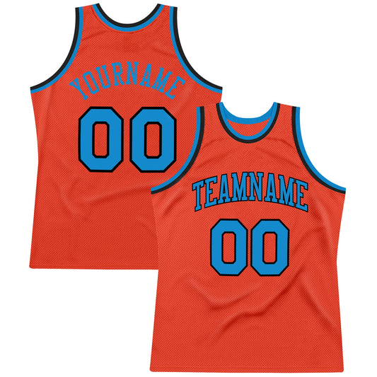 Custom Orange Blue-Navy Authentic Throwback Basketball Jersey - Main View