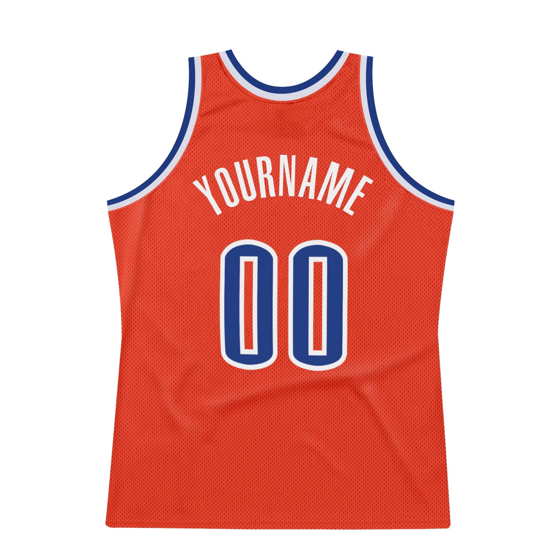 Custom Orange Royal-White Authentic Throwback Basketball Jersey view 6